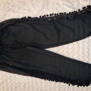 Black Pants with Pom Pom Trim
